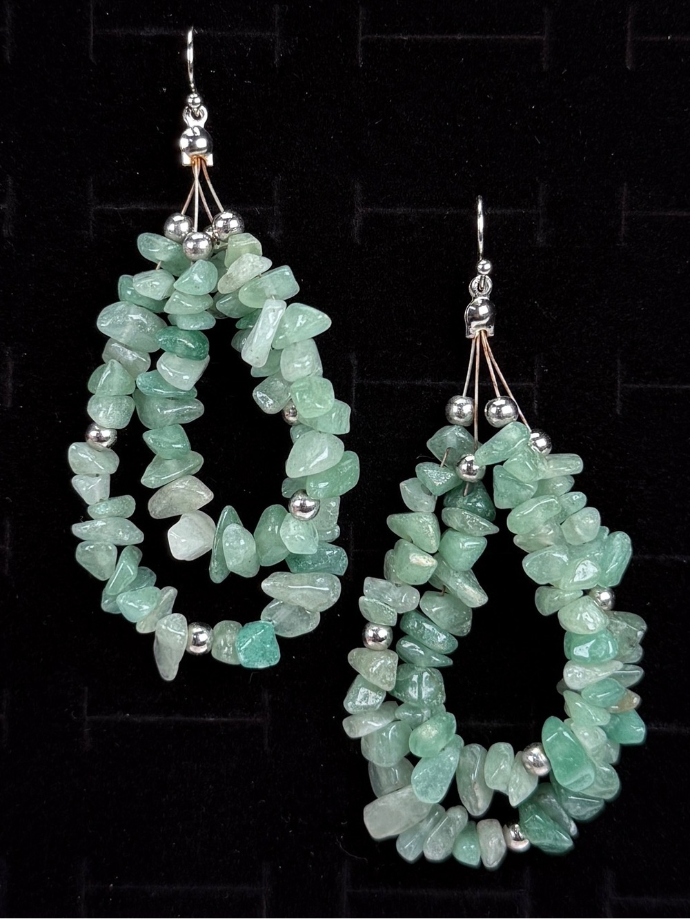 Bohemian Chic Green Gemstone Pierced Earrings